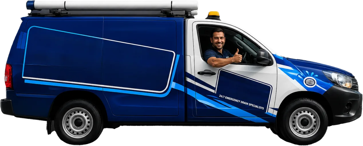 Drain service van out on the road in Fairlight